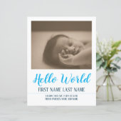 Papier Hello World - faire-part de naissance avec photo (Debout devant)
