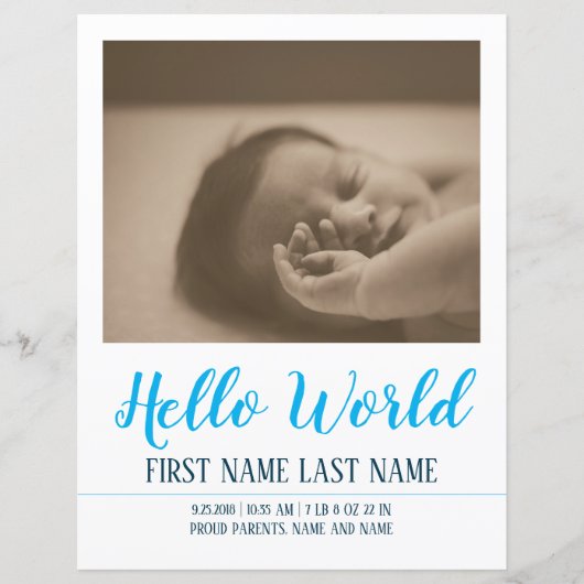 Papier Hello World - faire-part de naissance avec photo (Devant)