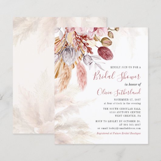 Papier Herbe des Pampas à Petit Prix Réception de Mariage (Devant / Derrière)