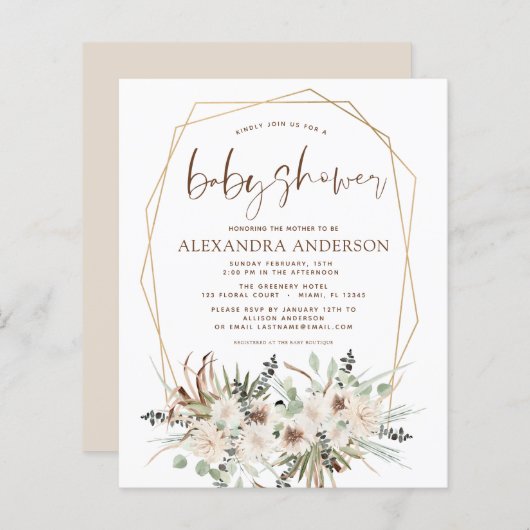 Papier Herbe des Pampas de Baby Shower Bohème Eucalyptus (Devant / Derrière)