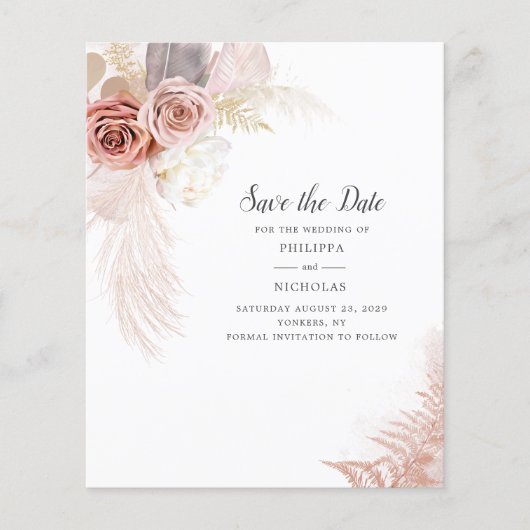 Papier Herbe des Pampas de Budget Floral Script Annonce d (Devant)
