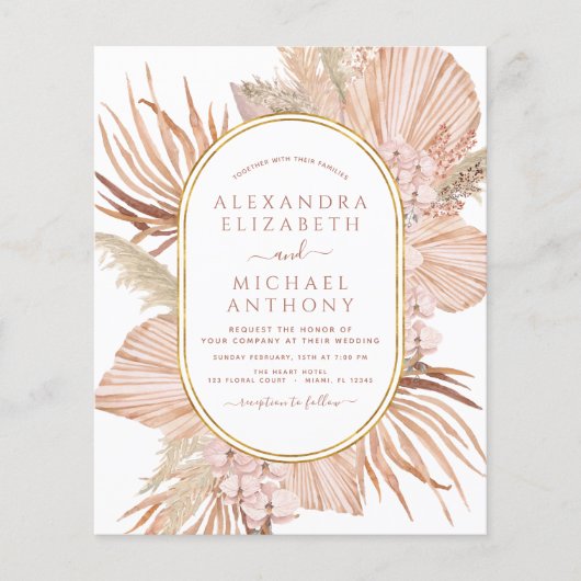 Papier Herbe des Pampas de Budget Photo Image Mariage Boh (Devant)