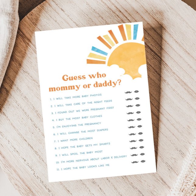 Papier Here Comes the Son Baby Shower Guess Who Game (Here Comes the Sun Baby Shower Game)