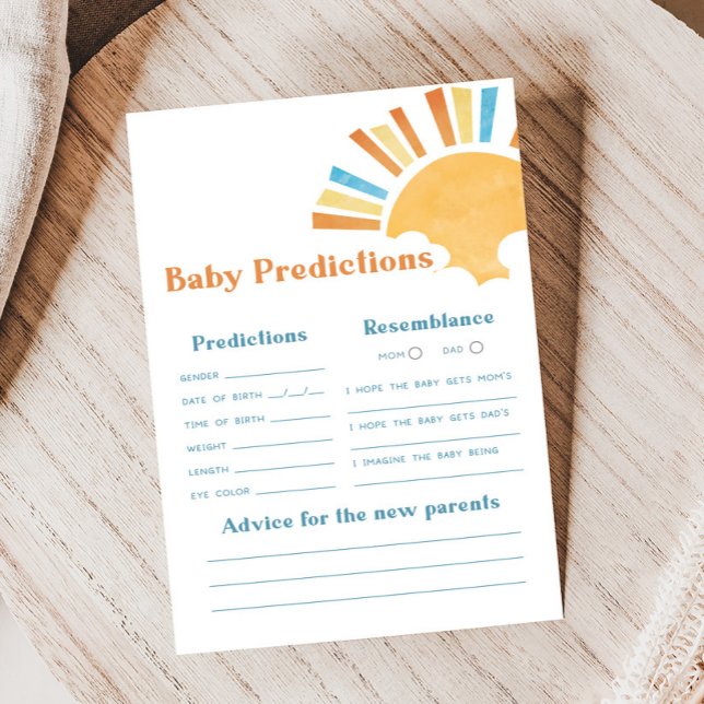 Papier Here Comes the Son Baby Shower Predictions Game (Here Comes the Sun Baby Shower Game)