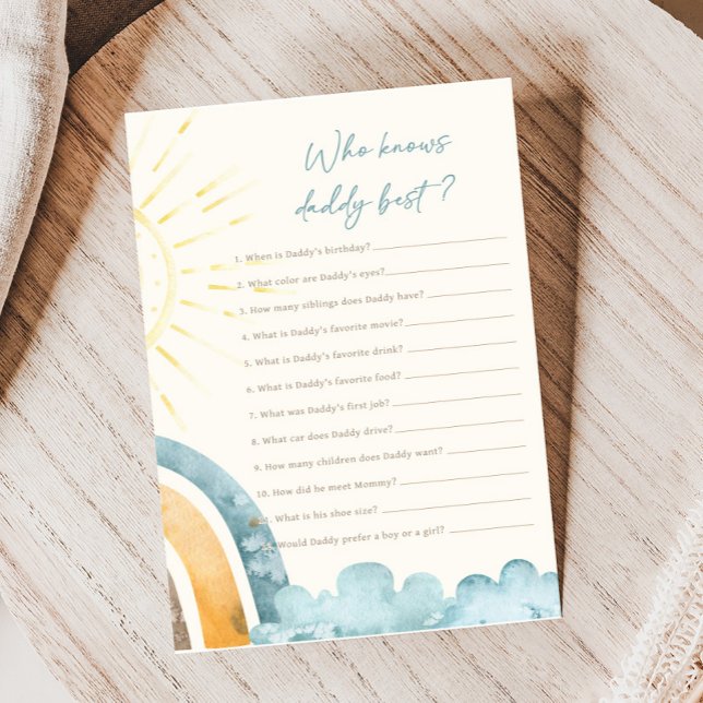 Papier Here Comes The Son Shower Who Knows Daddy Game (Here Comes the Son Baby Shower Game)