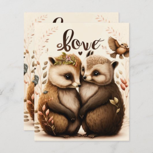 Papier hérisson amoureux (Devant / Derrière)