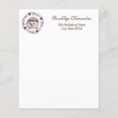 Papier Hérisson Aquarelle Botanique Wreath Cute Personnel (Devant)