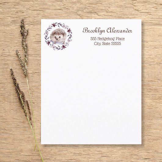 Papier Hérisson Aquarelle Botanique Wreath Cute Personnel