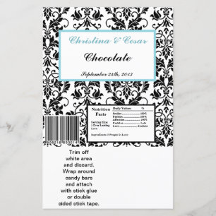Papier Hershey's Grand Bar Wrapper Black Damask Baby Blue
