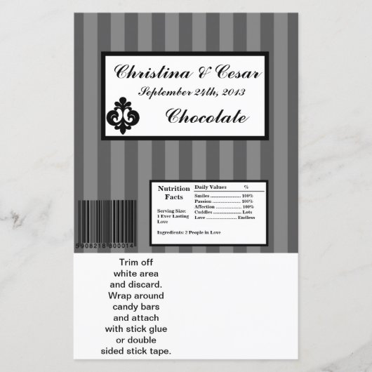 Papier Hershey's Large Bar Wrapper Black Grey Flourish St (Devant)