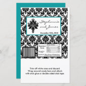 Papier Hershey's Large Bar Wrapper Black Turquoise Damask (Devant / Derrière)