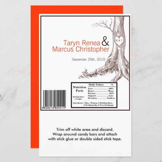 Papier Hershey's Large Bar Wrapper Fall Tree Initial Carv (Devant / Derrière)