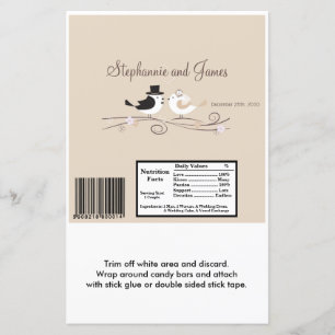 Papier Hershey's Large Bar Wrapper Mariage Birds Bride