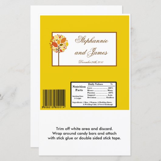 Papier Hershey's Large Bar Wrapper Modern Autumn Tree (Devant / Derrière)