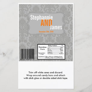 Papier Hershey's Large Bar Wrapper Modern Grey Damask Lac