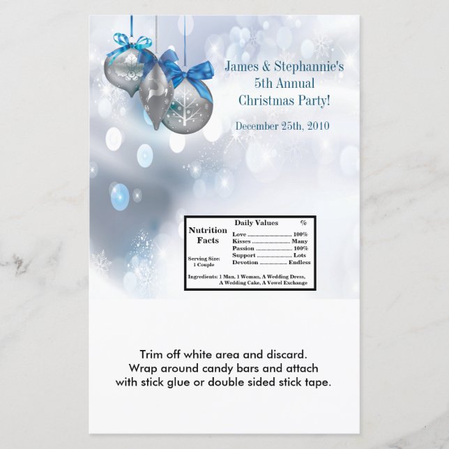 Papier Hershey's Large Bar Wrapper Winter Snowflake Ornam (Devant)