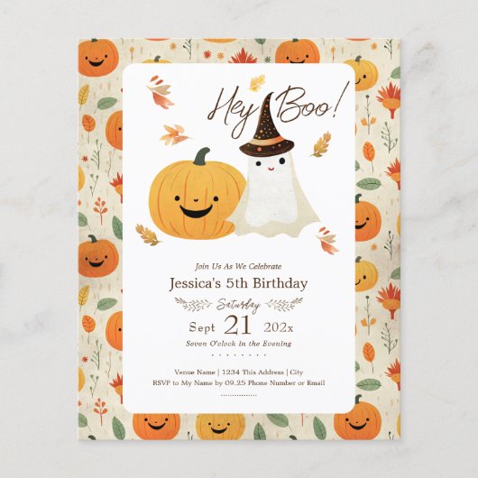 Papier Hey Boo 5e anniversaire Halloween (Devant)