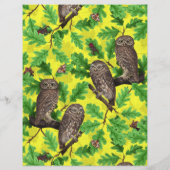 Papier Hiboux dans la forêt sur fond jaune citron (Dos)