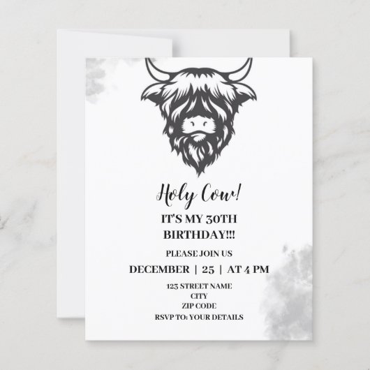 Papier Highland Holy Cow Funny Anniversaire Invitations (Devant)
