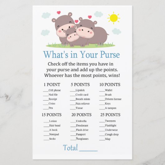 Papier Hippo Qu'y a-t-il dans votre jeu de bourse ? (Devant)