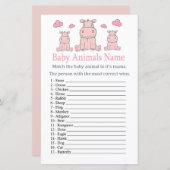 Papier Hippo rose Bébé Animaux Nom Jeu (Devant / Derrière)