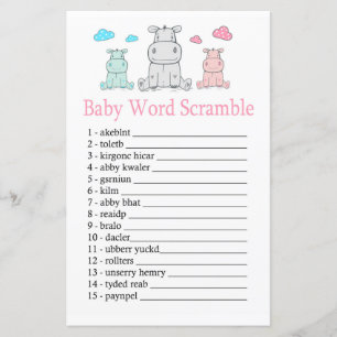 Papier Hippopotamus Baby mot scramble jeu