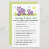 Papier Hippopotamus Nursery Rhyme Quiz jeu de baby shower (Devant / Derrière)