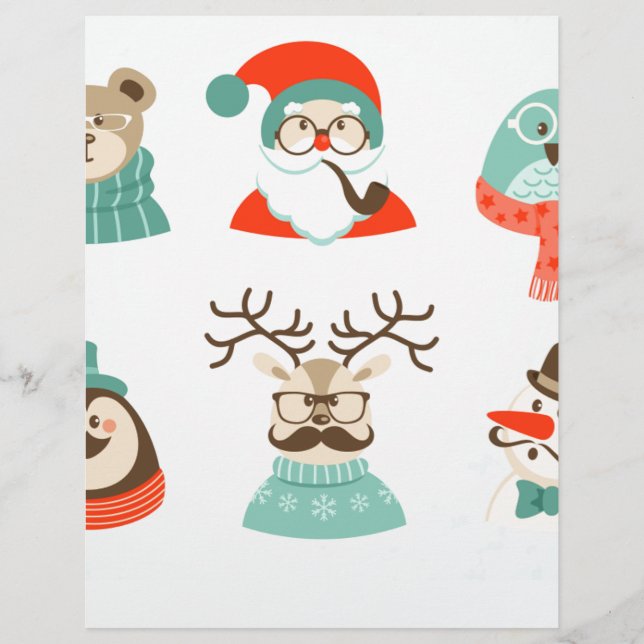 Papier hipster noël père Noël (Devant)