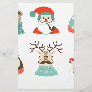 Papier hipster noël père Noël