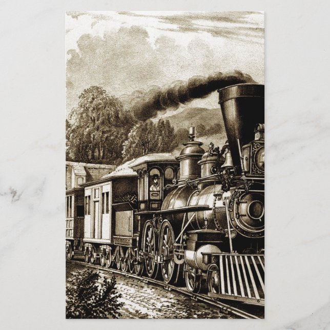 Papier Historique des locomotives des moteurs à vapeur (Devant)