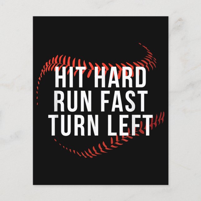Papier Hit Hard Run Fast Turn Left Drôle Lecteur De Baseb (Devant)