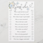Papier Hiver Blanc Floral Snowflake Devinez Qui Joue (Devant)