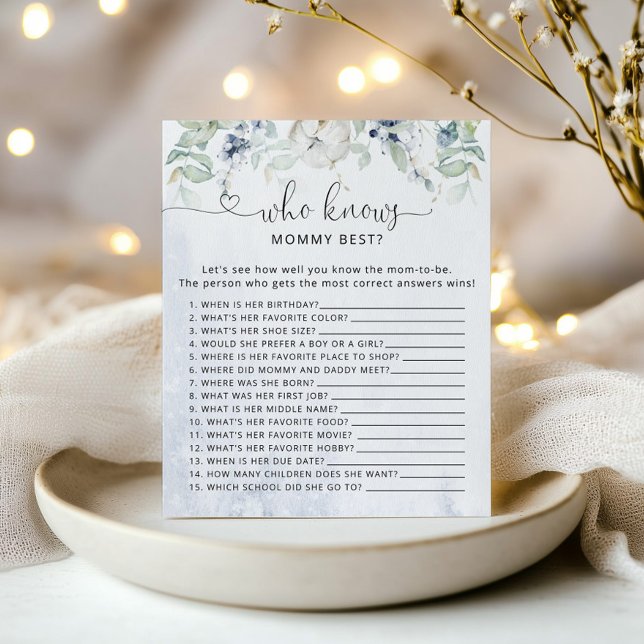 Papier Hiver bleu eucalyptus Qui connaît maman meilleur j (Créateur téléchargé)