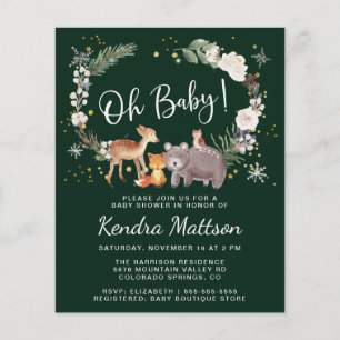 Papier Hiver Bois Animaux Baby shower d'aquarelle