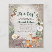 Papier Hiver Bois Animaux Couples Baby shower Invitation (Devant)