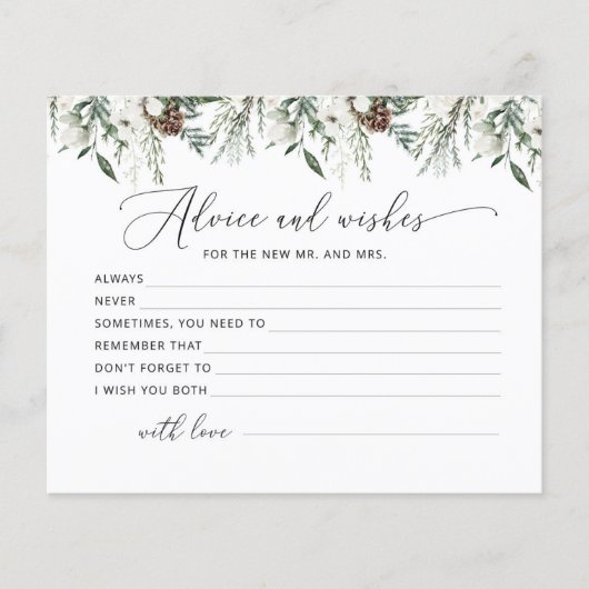 Papier Hiver conseils à feuillage persistant et souhaits (Devant)