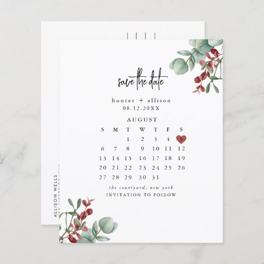 Papier Hiver Enregistrer la date (Devant / Derrière)