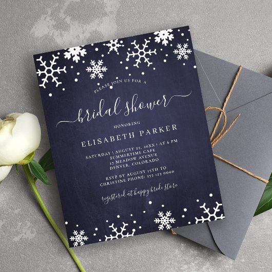Papier Hiver flocons de neige budget nuptiale invitation
