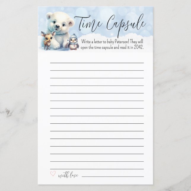 Papier Hiver Froid Hors Baby shower Temps Capsule Jeu (Devant)