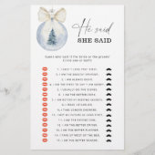 Papier Hiver Il dit qu'elle a dit jeu de douche nuptiale (Devant)