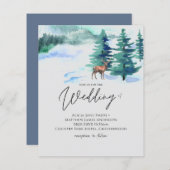 Papier Hiver Montagne Mariage Pine Trees Stag Handritten (Devant / Derrière)