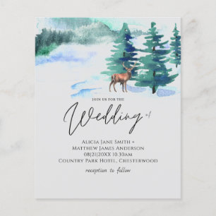Papier Hiver Montagne Mariage Pine Trees Stag Handritten