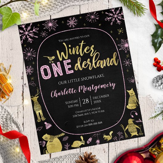 Papier Hiver Onederland Anniversaire Invitation Flèches d