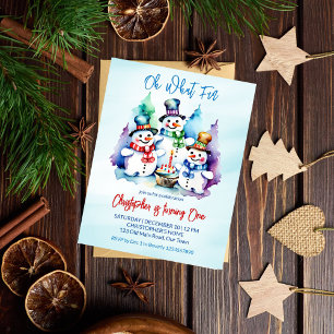 Papier Hiver onederland snowmen fête d'anniversaire invit