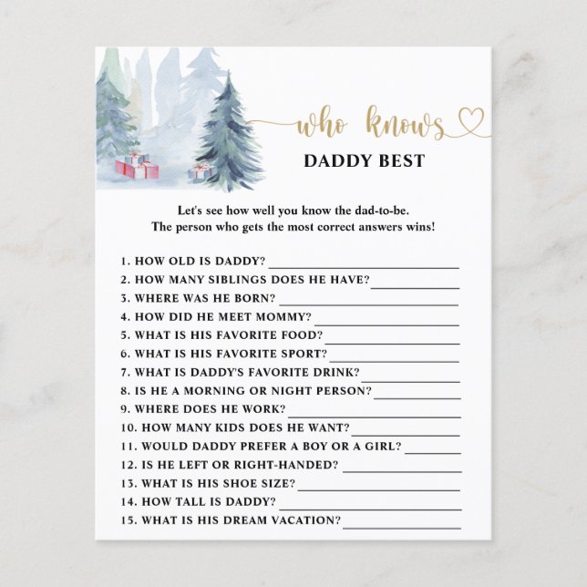 Papier Hiver Qui connaît le meilleur jeu de papa (Devant)