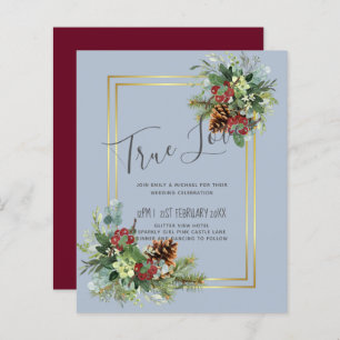 Papier Hiver Red Berries Pine Cones Mariage