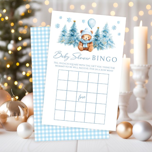 Papier Hiver Teddy Bear Pine Tree Baby shower Jeu Bingo (Créateur téléchargé)