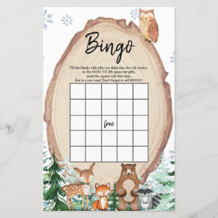 Papier Hiver Woodland Animal Reveillez le genre Bingo Jeu