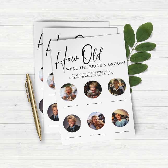 PAPIER Hoe oud waren bruid & bruidegom receptie sp (PAPER How Old Were the Bride and Groom Wedding Reception or Engagement Party Game)