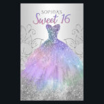 Papier Hologramme budget robe sucré 16 Invitation<br><div class="desc">Budget Argent Hologramme Arc-en-ciel robe étincelante douce 16 Anniversaire Invitation</div>